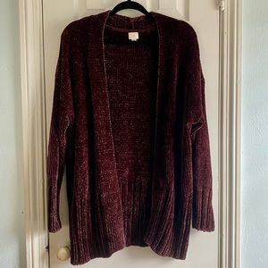 A New Day Maroon Chenille Cardigan Sweater